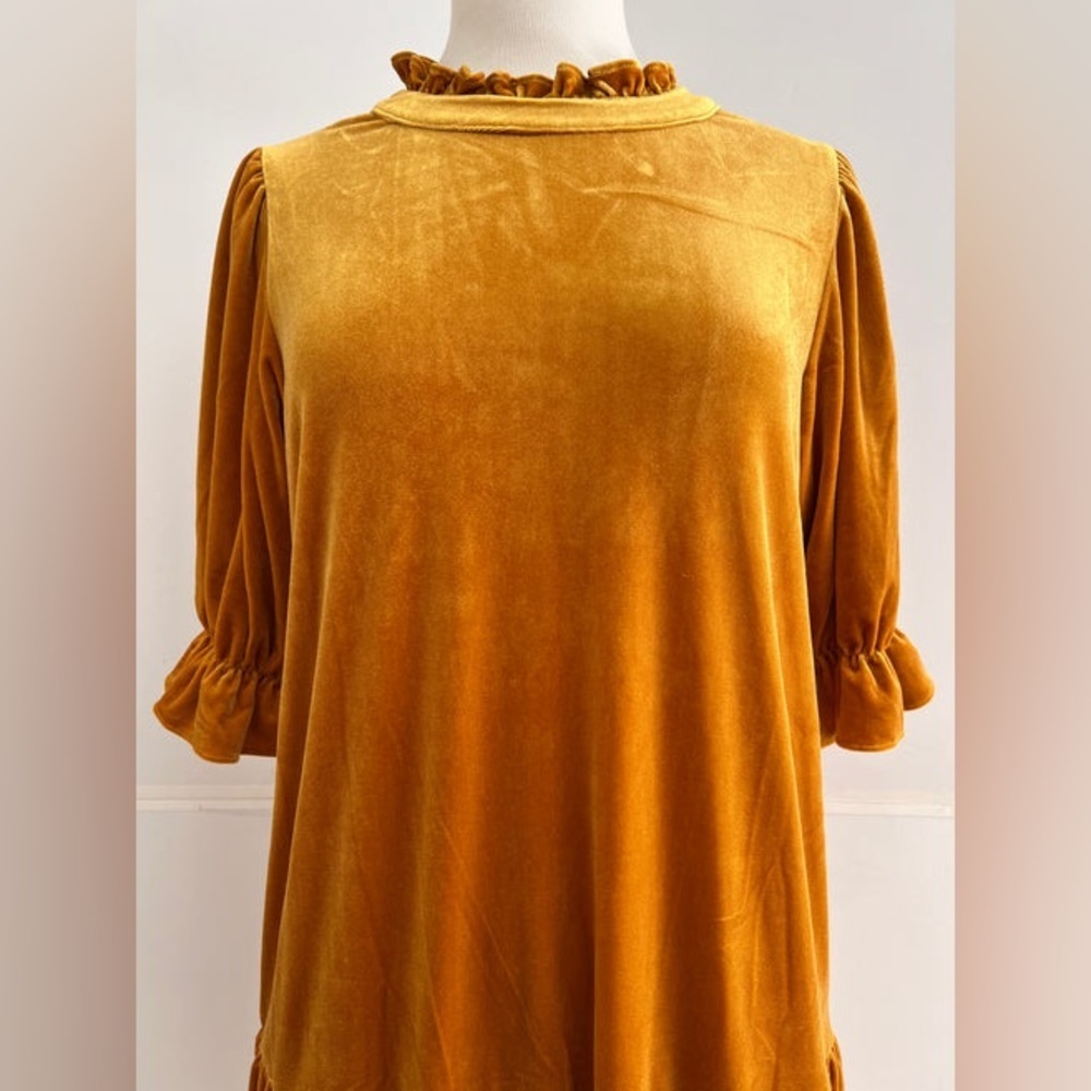 Calista | Rust Orange Velvet Dress - Picture 2 of 8